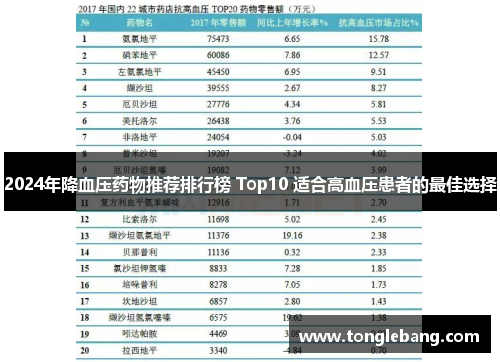 2024年降血压药物推荐排行榜 Top10 适合高血压患者的最佳选择